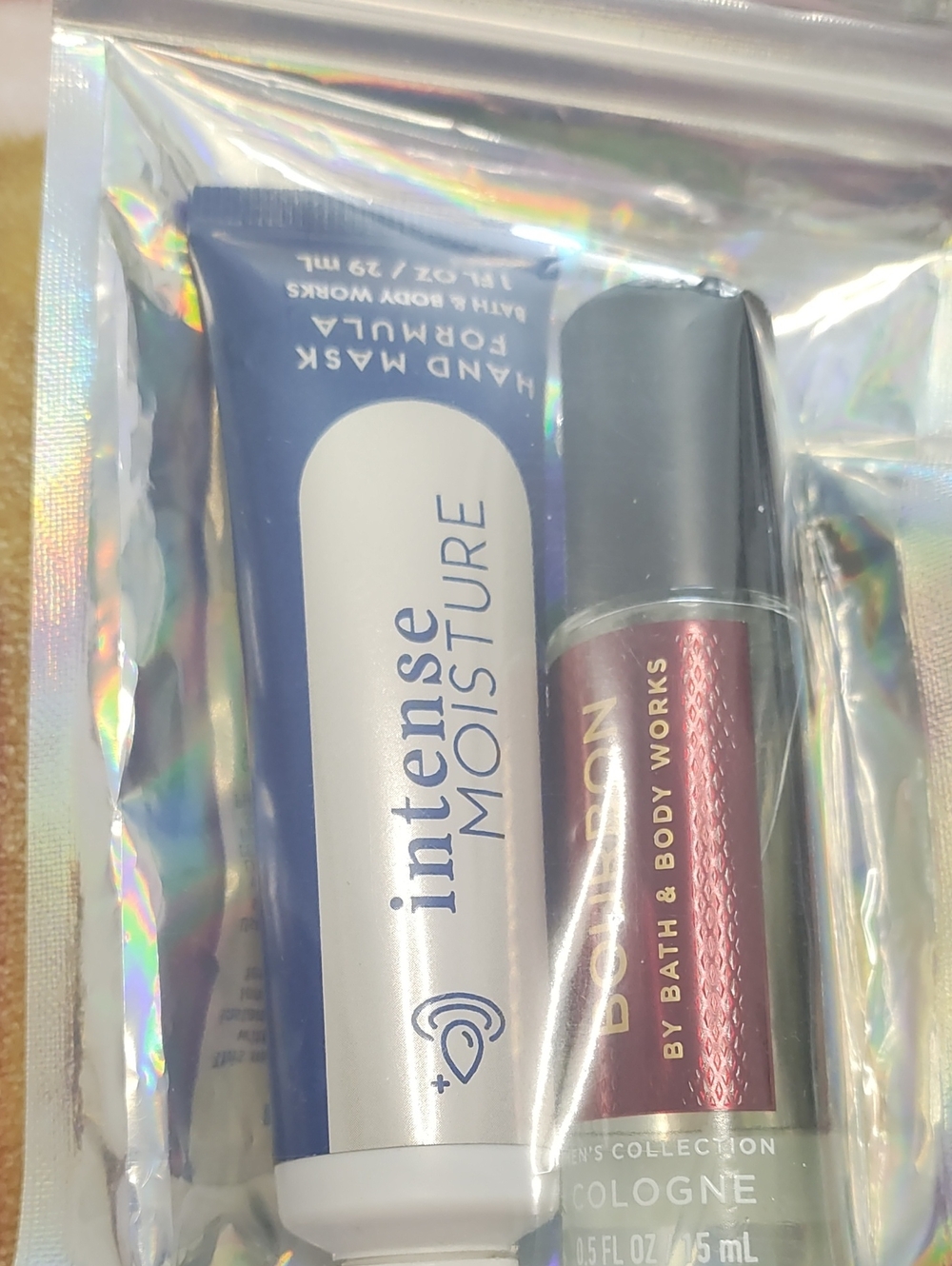 Bath & Body Works Intense Moisture Hand Mask & Bourbon  Roller Cologne Duo
